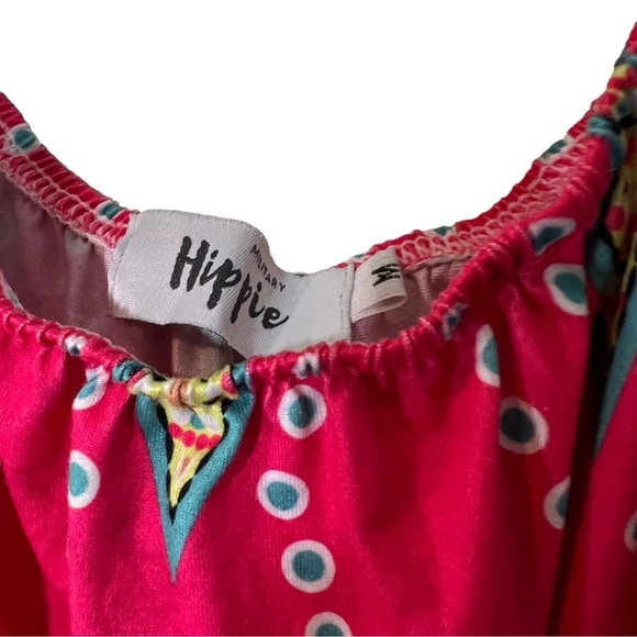 Military Hippie Girls Dress Size Medium Colorful Bright Multipattern Retro Dots - Picture 5 of 5